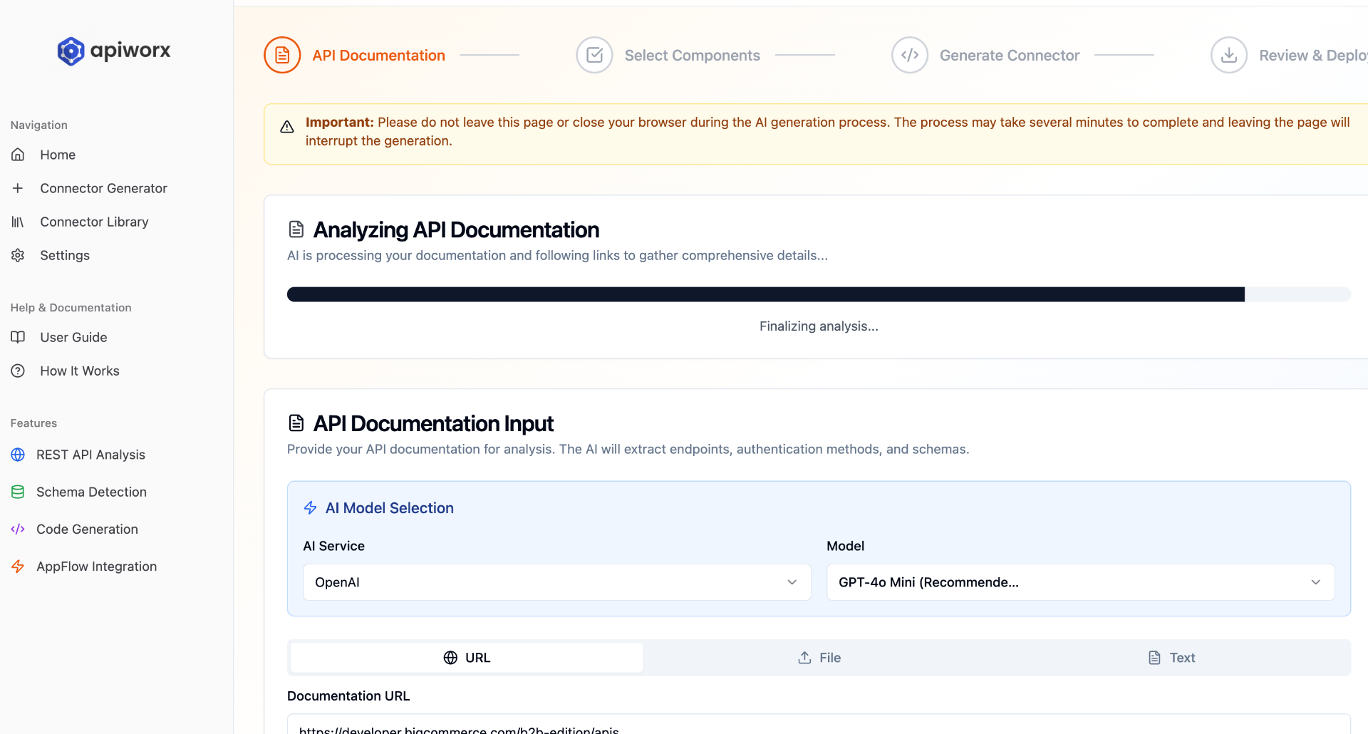 GENX AI API Documentation Analysis Interface